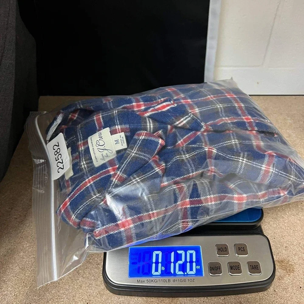 J. Crew Button Up Shirt Men Medium Blue Red Plaid Cotton Flannel M